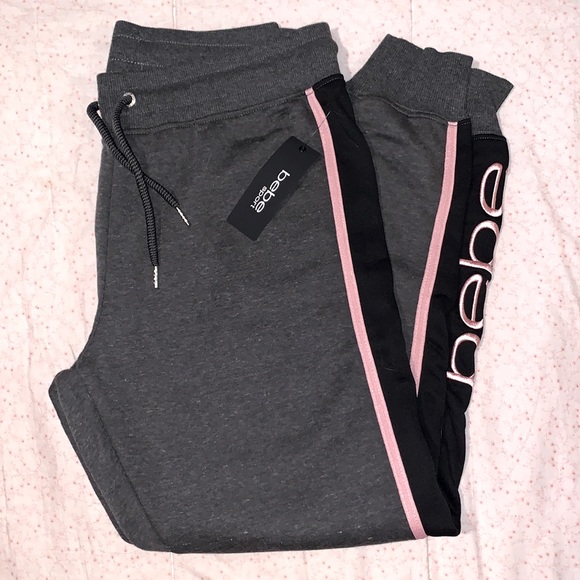 Bebe Pants Jumpsuits Bebe Sport Gray Black Pink Color Pop Joggers Poshmark Bebe Pants Jumpsuits Bebe Sport Gray Black Pink Color Pop Joggers Poshmark